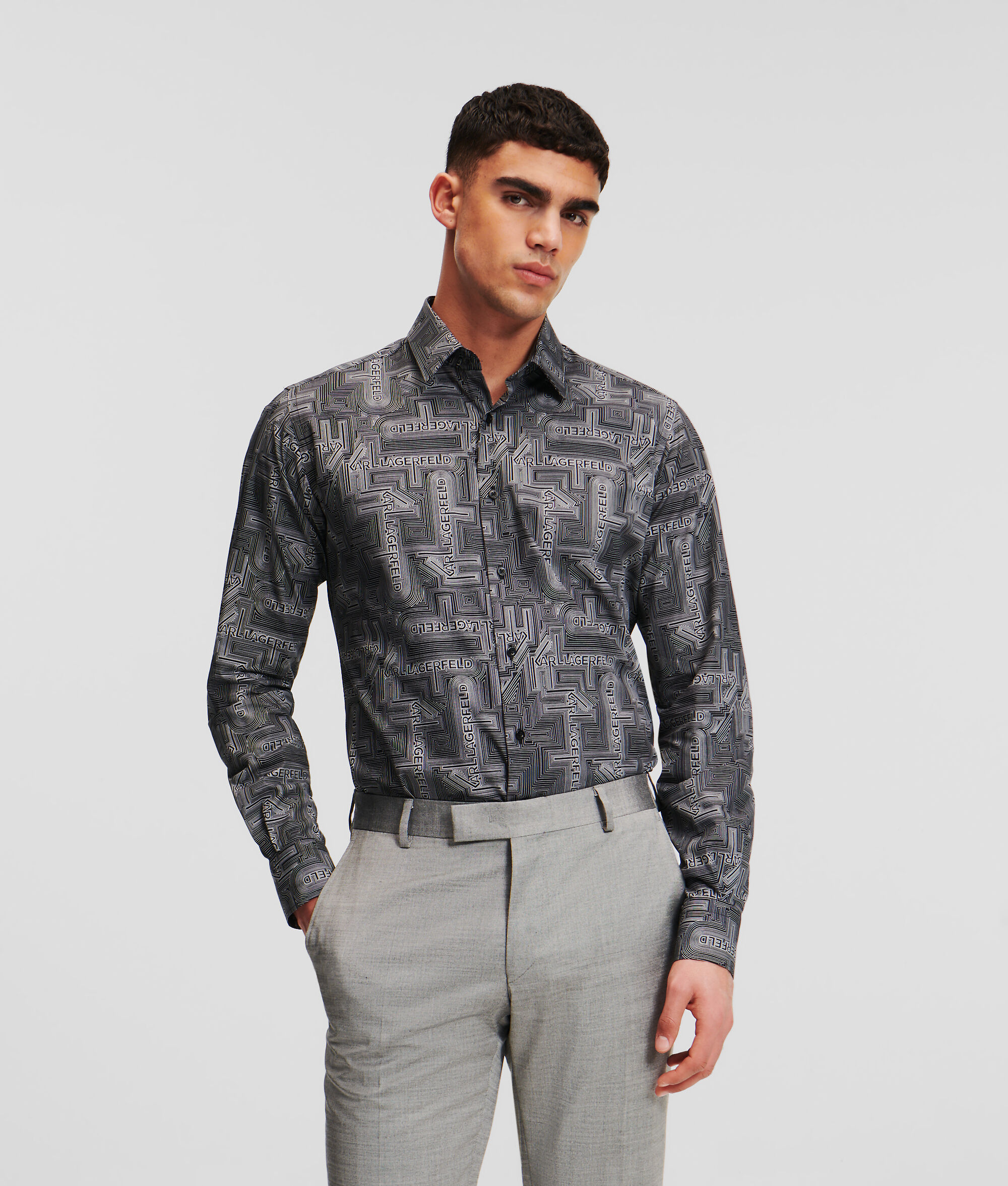 (image for) Premium-Grade CONTEMPORARY-FIT PATTERNED SHIRT